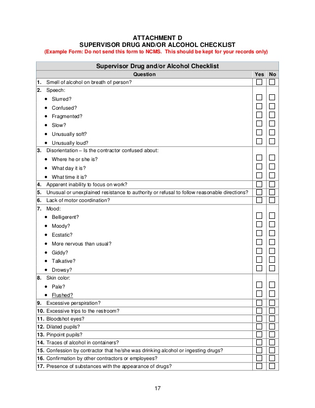reasonable suspicion checklist